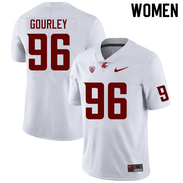 Women #96 Vincent Gourley Washington State Cougars College Football Jerseys Sale-White - Click Image to Close